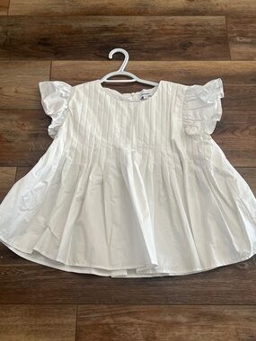 NWOT M Pomelo White Pintuck Flutter Sleeve Blouse